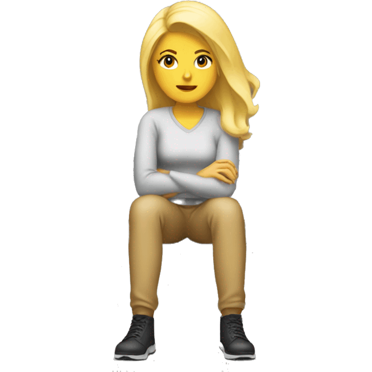 Blond woman waiting on a bench emoji