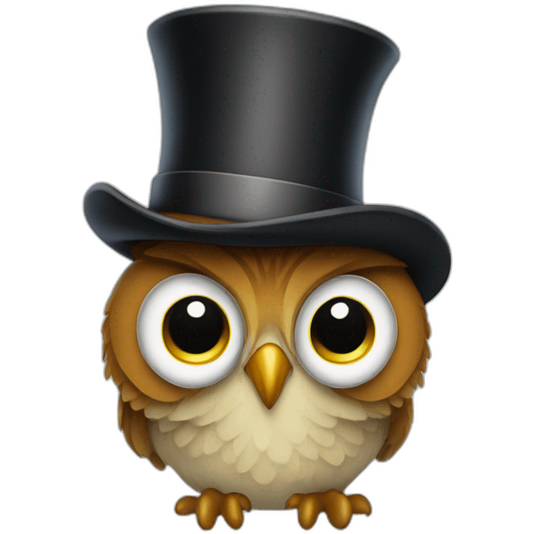 Owl wearing a tophat emoji