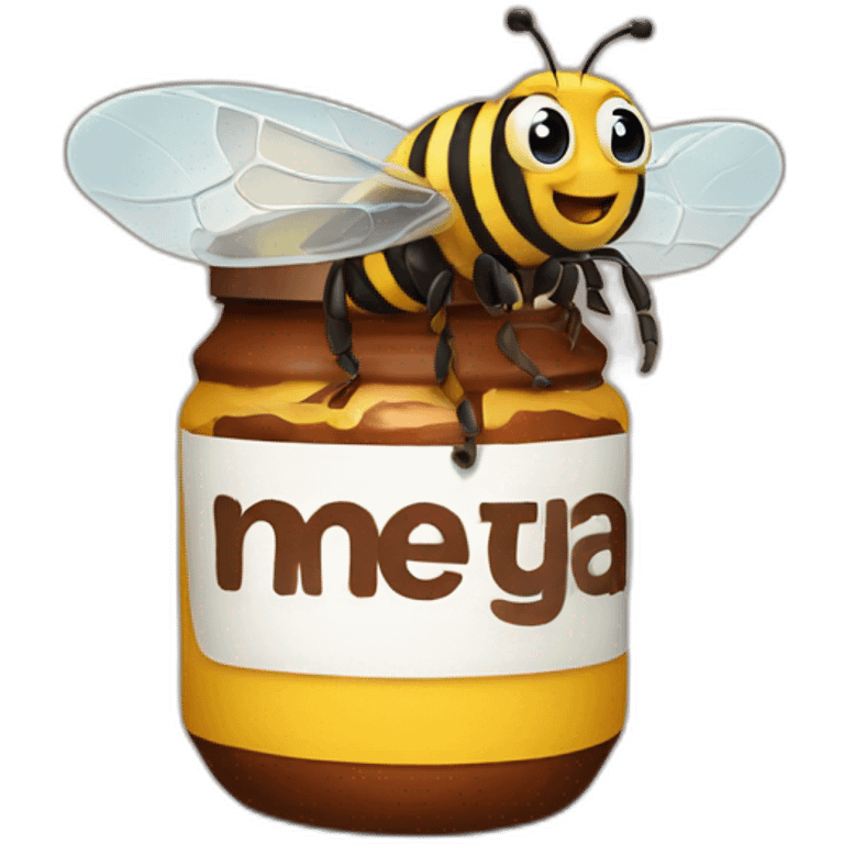 a bee with a nutella jar on his head emoji