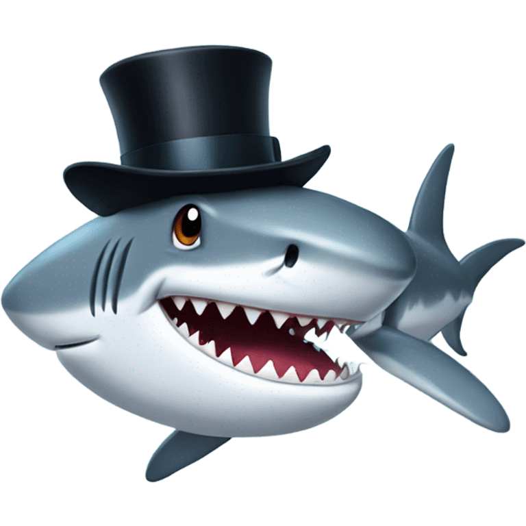 Shark with a top hat emoji