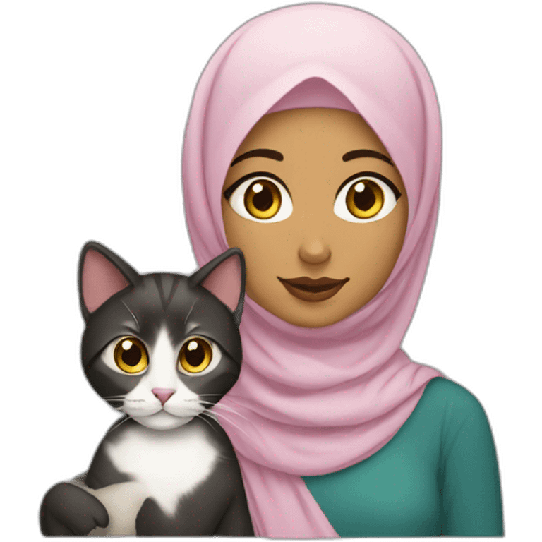 Hijabi girl with a cat emoji