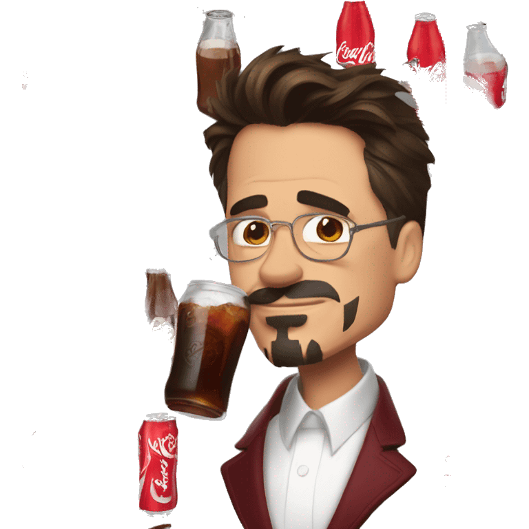 Tony Stark is drinking Coca-Cola emoji