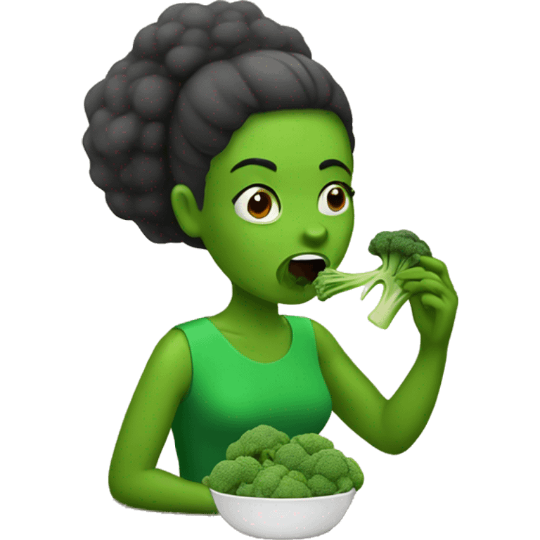 woman eating broccoli  emoji