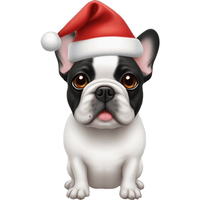 French bulldog Santa hat emoji