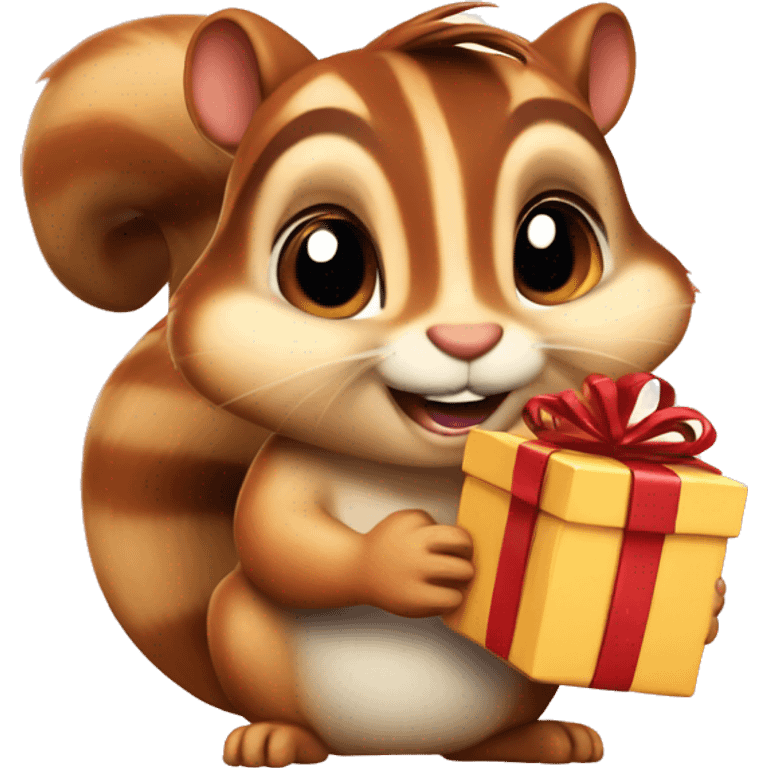 Chipmunk with gift emoji