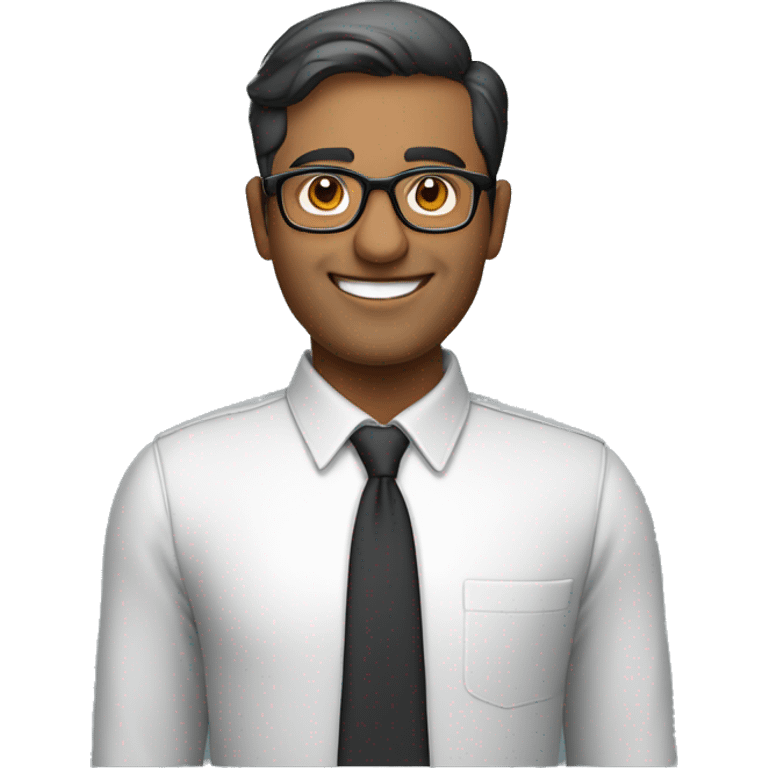 A photo of a well-dressed Indian male teacher with a confident smile stands on the image's right side.

He is wearing a formal shirt and glasses. 

The overall design maintains a professional and educational atmosphere. emoji