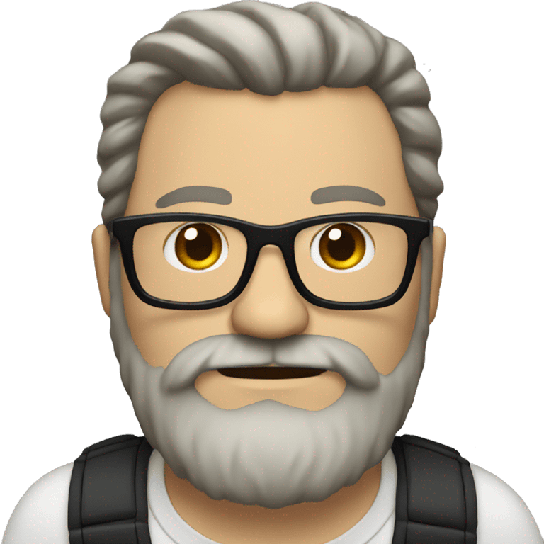 Heavy white dad with a big brown beard and black rectangle glasses emoji