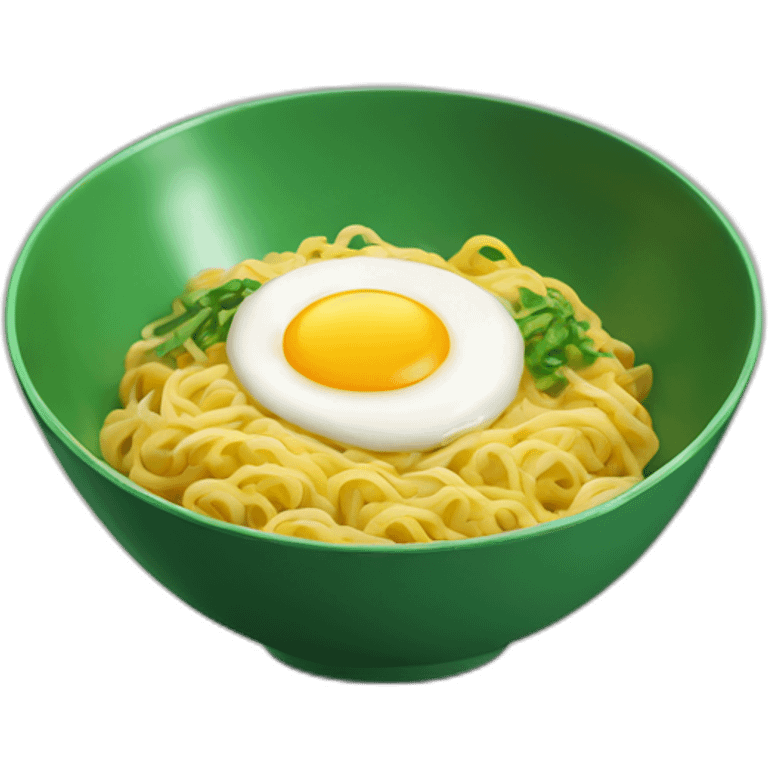 a green bowl off curry noodle with egg emoji