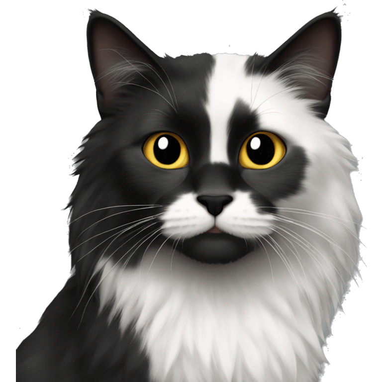 half Black and half white long hair cat with black spot on muzzle emoji