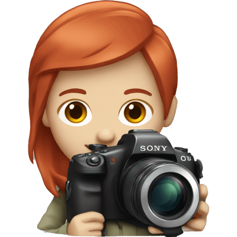 A photographer with red hair and a Sony camera emoji