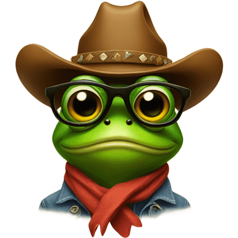 Cowboy frog with glasses emoji