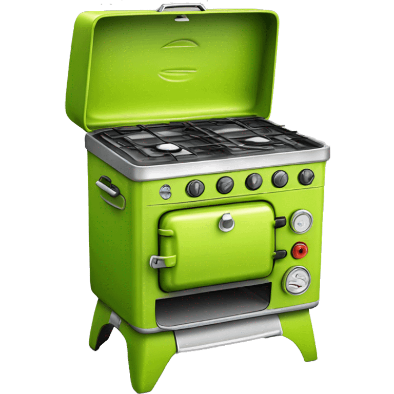 Realistic lime green camping  stove isolated. emoji