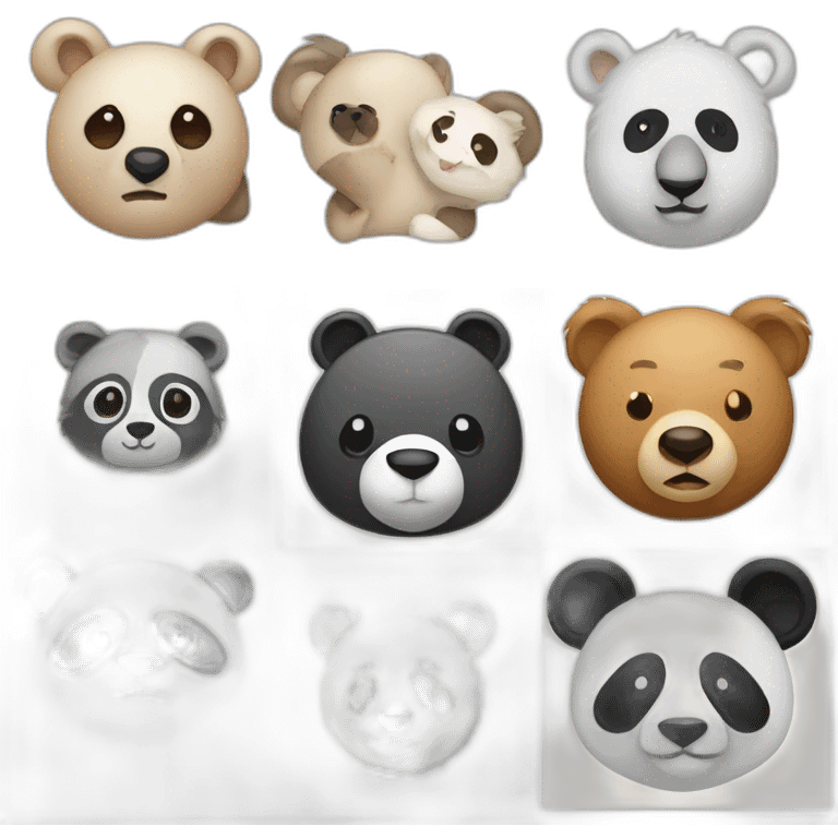 a bear a panda and a koala emoji