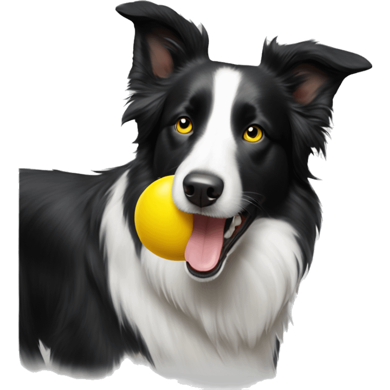 border collie with yellow ball in mouth emoji