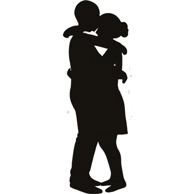 Two silhouettes of people hug each other emoji