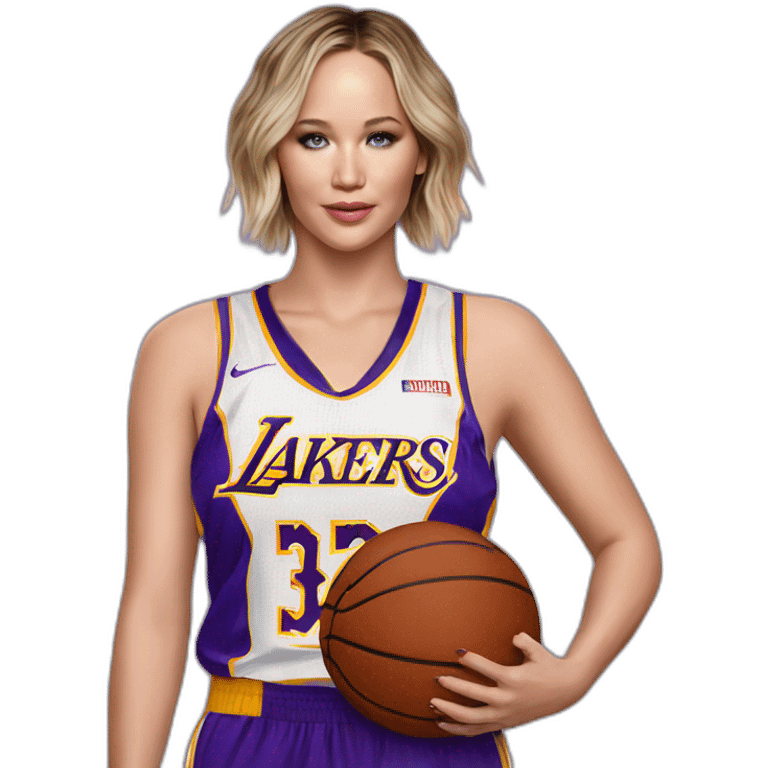 jennifer lawrence wearing lakers jersey emoji