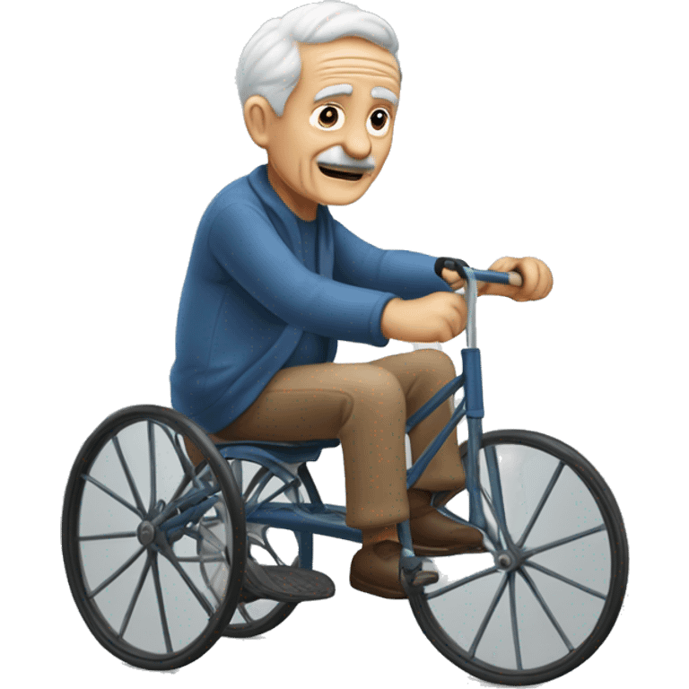 A drunk old person riding a tricycle ￼ emoji