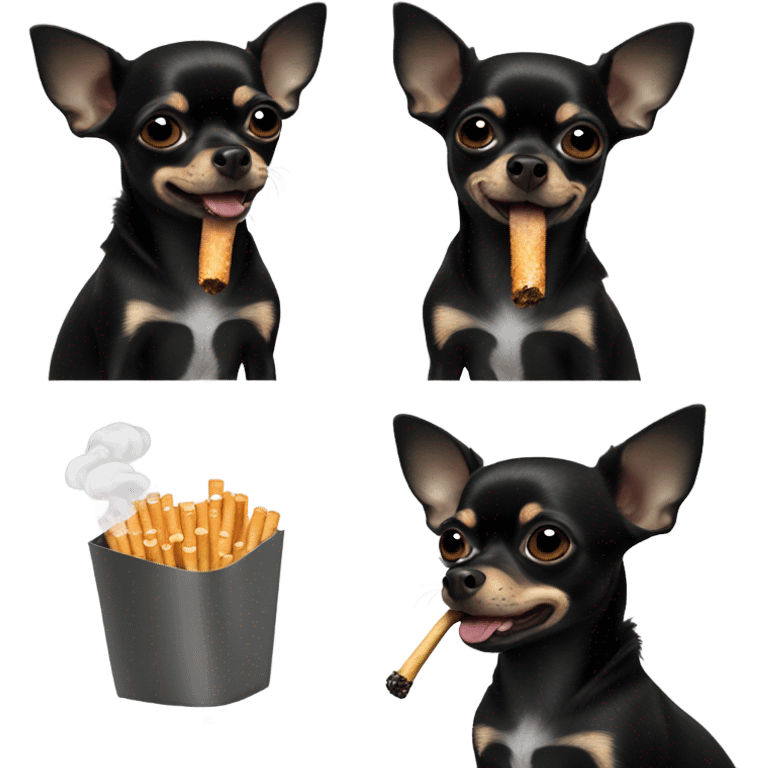 Black chihuahua smoking cigarette emoji