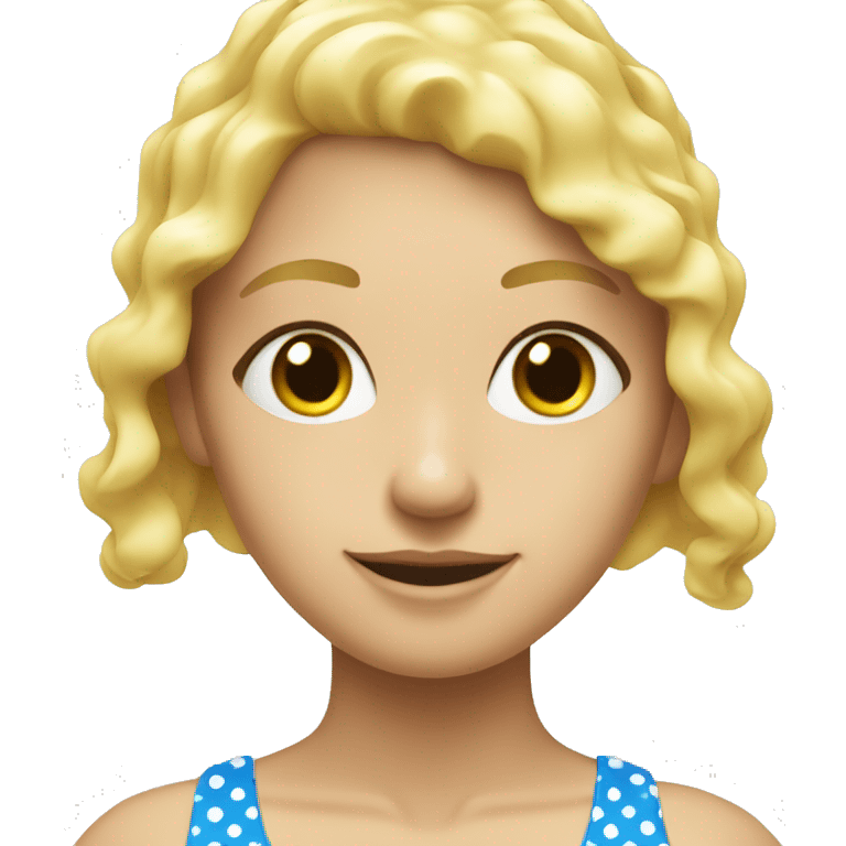 Blond girl in swim suit so to white dots emoji