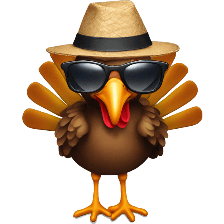 Turkey with sunglasses and hat emoji