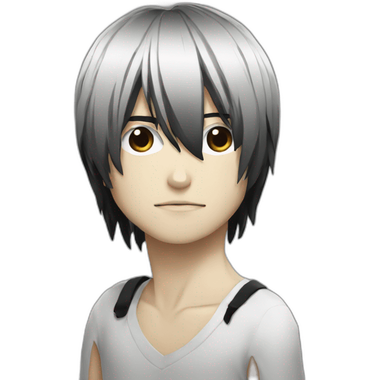 L from deathnote with black hair emoji