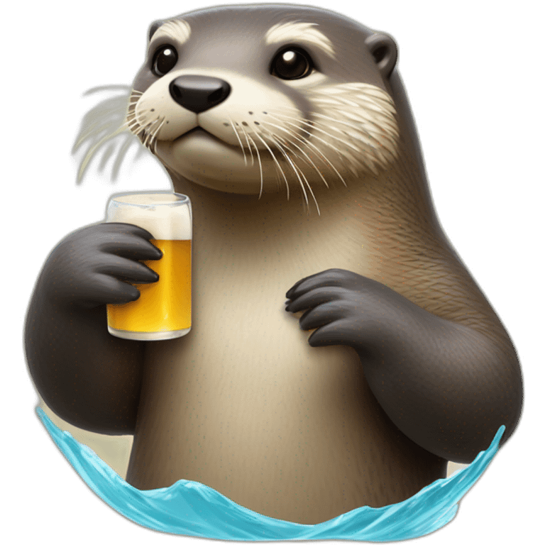 loutre avec une bière dans la main dans l eau emoji