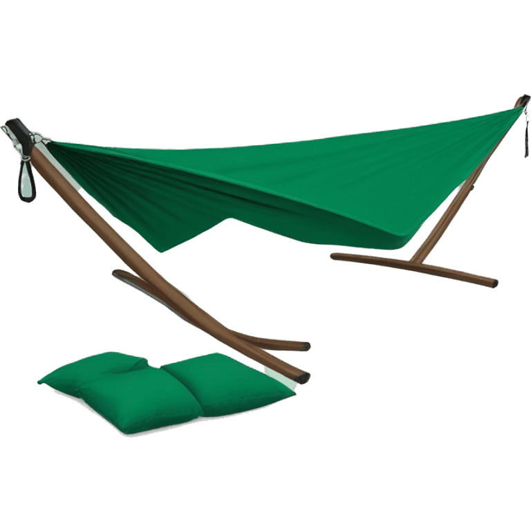 Realistic emerald green camping hammock lisolated. emoji