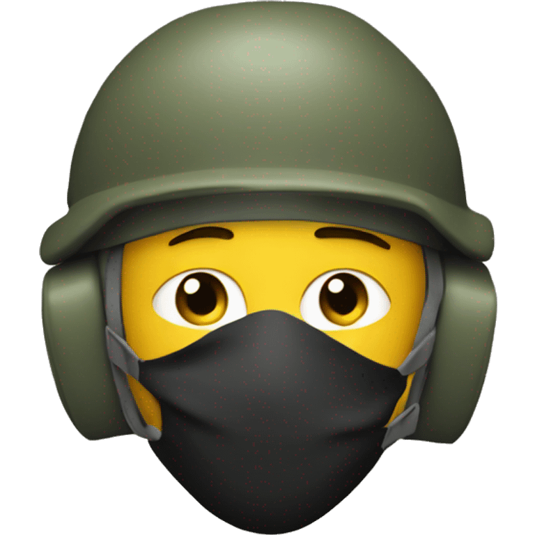 A soldier with his face covered with mask on a plane emoji