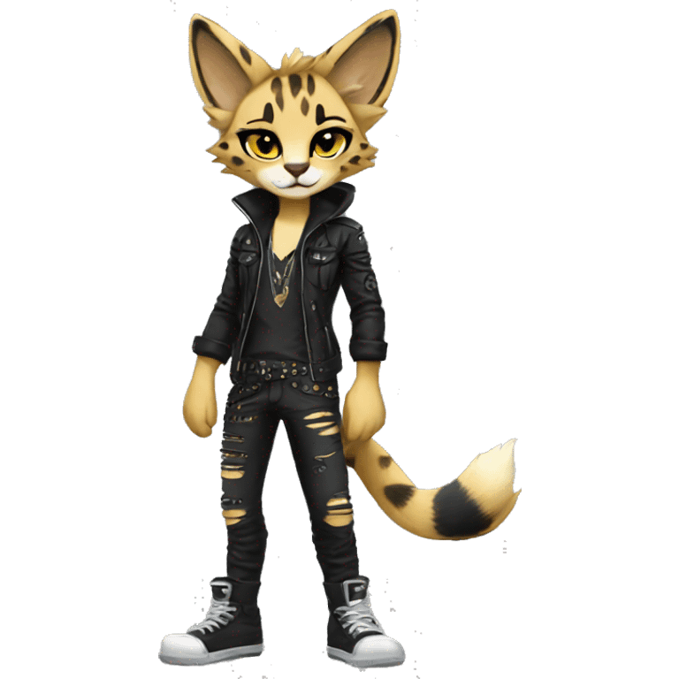 Anthro Punk Serval Full body emoji