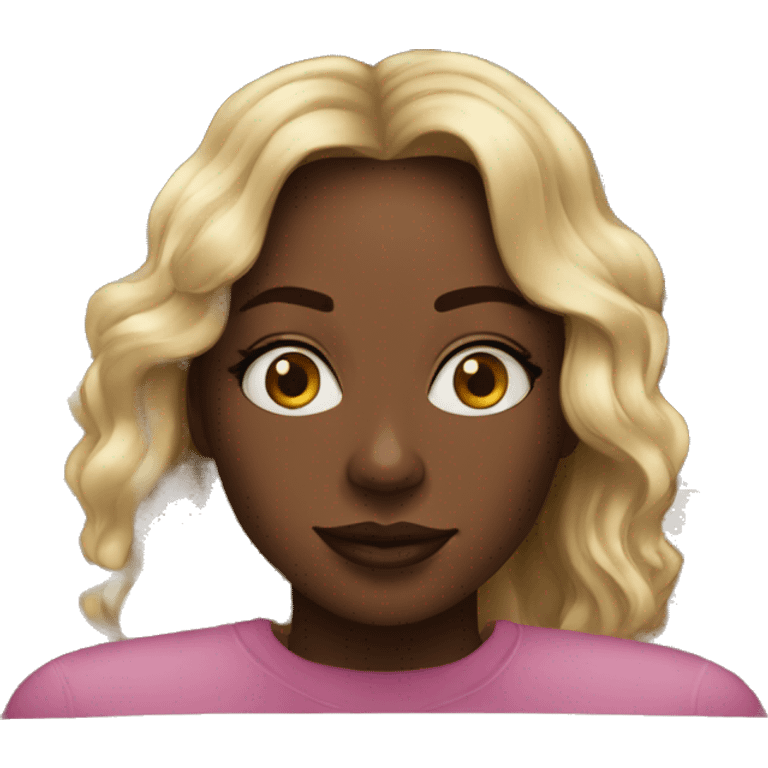 black girl watching a margot robbie movie emoji