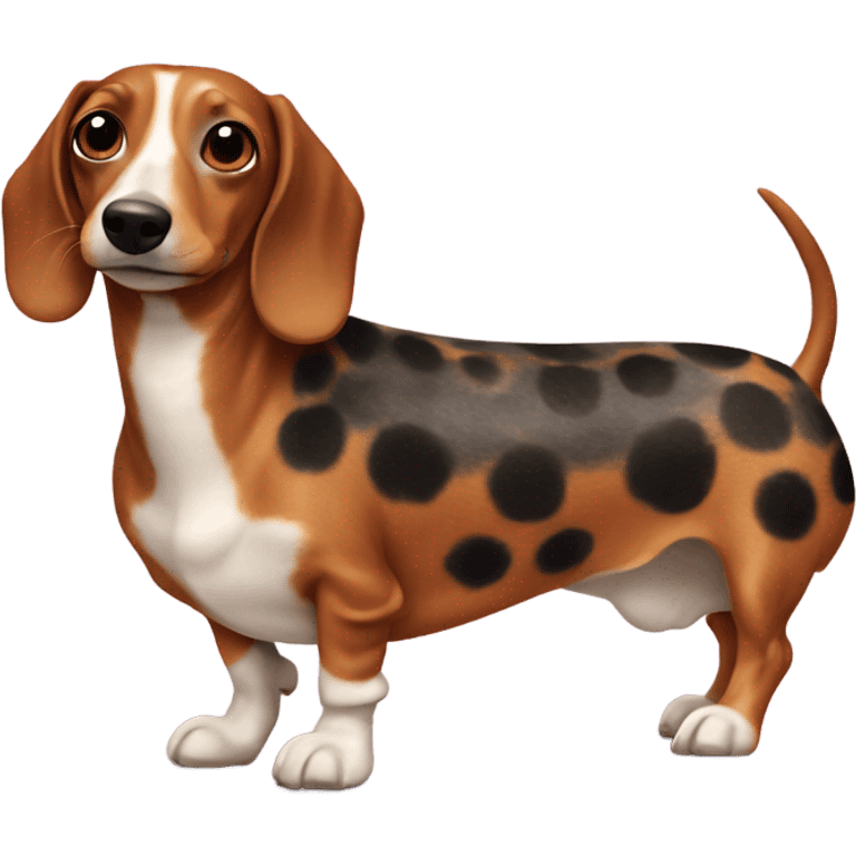 Wiener dog with spots in a dress  emoji