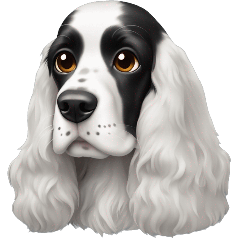 black and white english cocker spaniel with nose spots  emoji