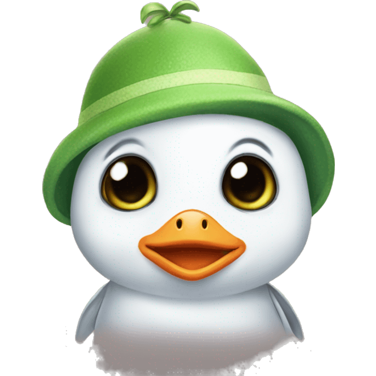 baby penguin with a frog hat emoji