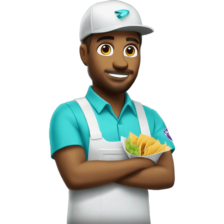 taco bell worker holfing baja blast emoji