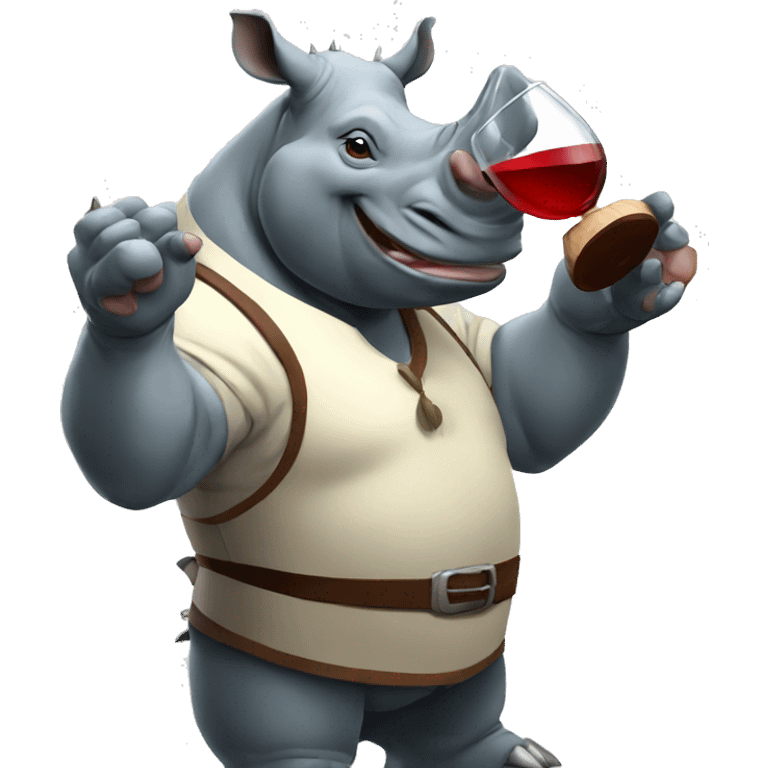 rhino-man hybrid sipping wine emoji