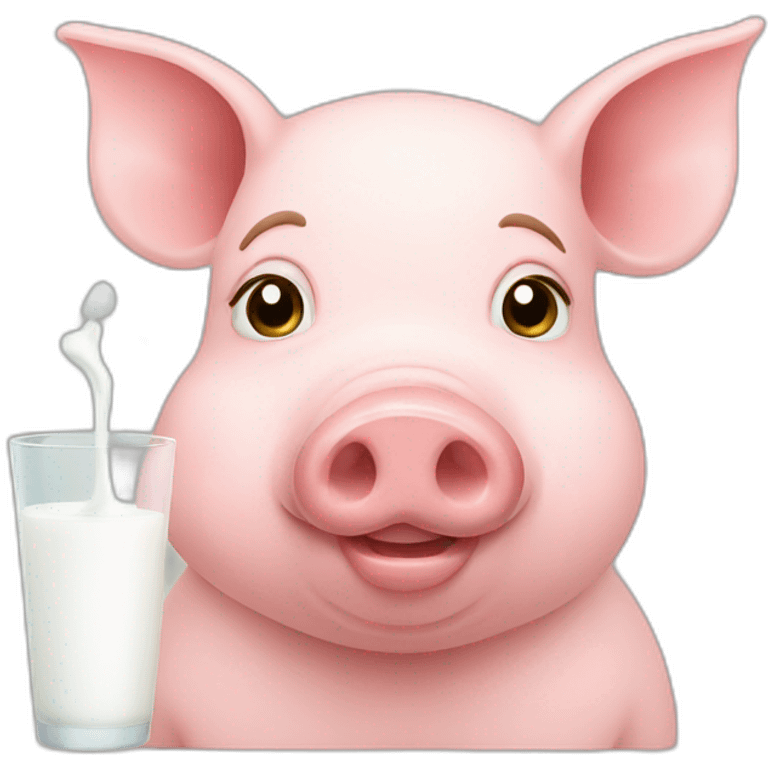 Pig drinking milk emoji