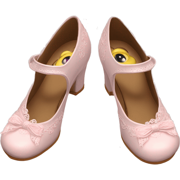 vintage rococo pale pink mary jane shoes emoji