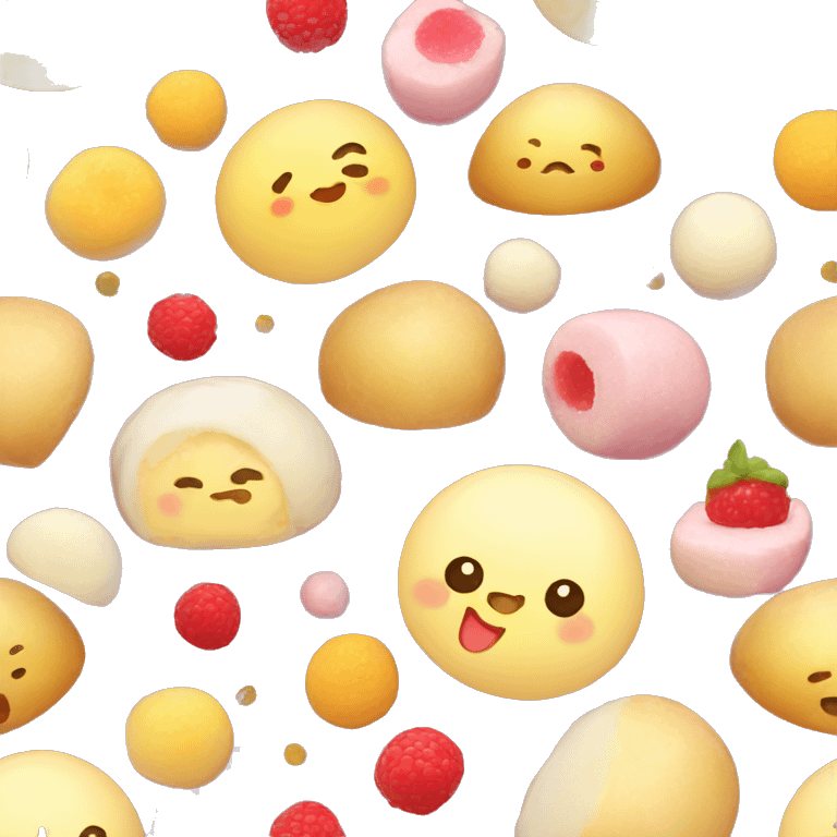 Stickers in the form of a cute Japanese dessert mochi emoji