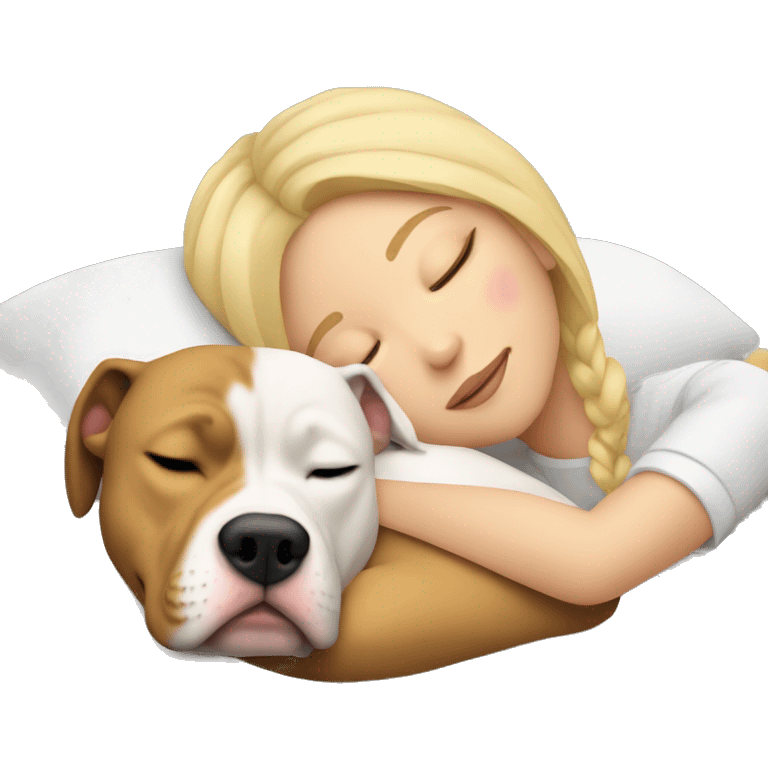 blonde girl sleeping with a pitbull  emoji