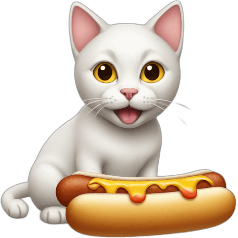 cat eating a hotdog emoji