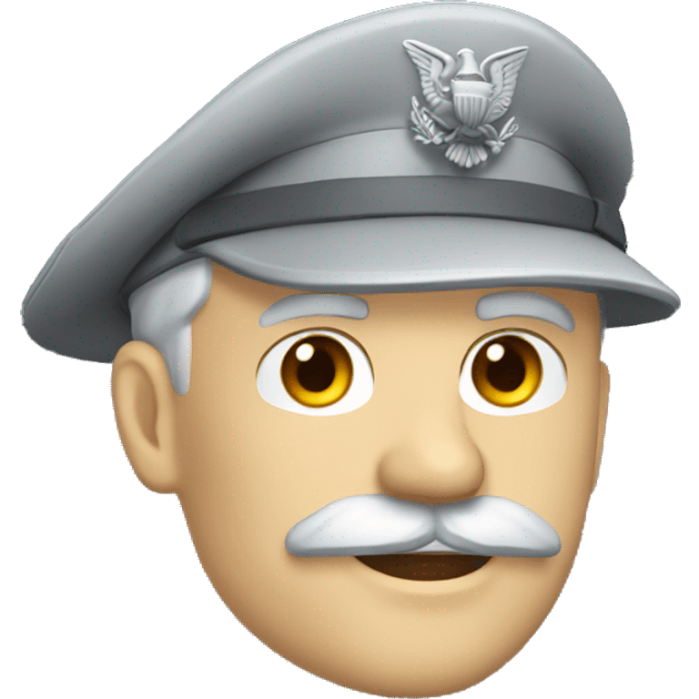 white men withe grey hair, gray mustache and military hat  emoji