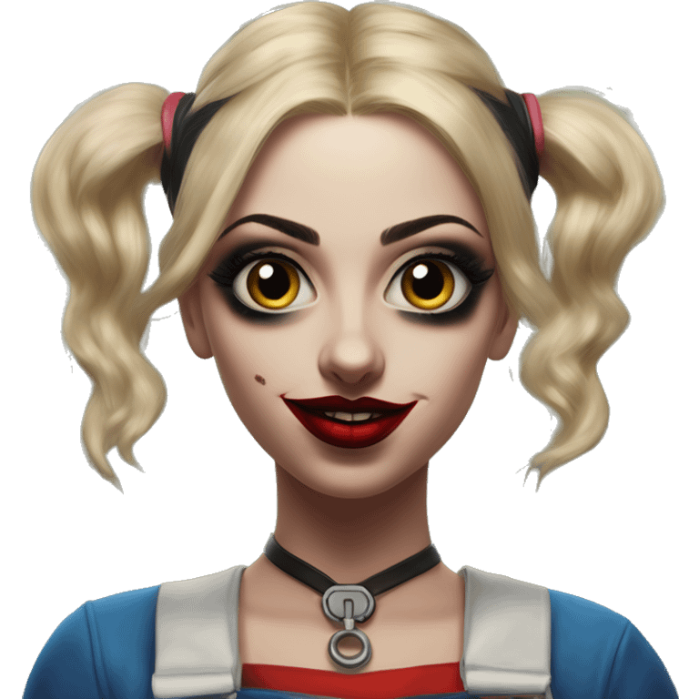 Arabic plumber in Harley Quinn style, oil paint, mysterious eyes, intricate lips, masterpiece portrait, odd perspective, beautiful, desirable, logical emoji