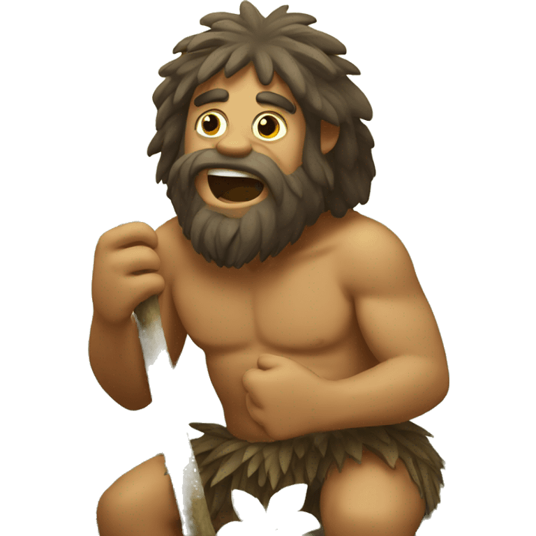 caveman chewing a stick plant emoji