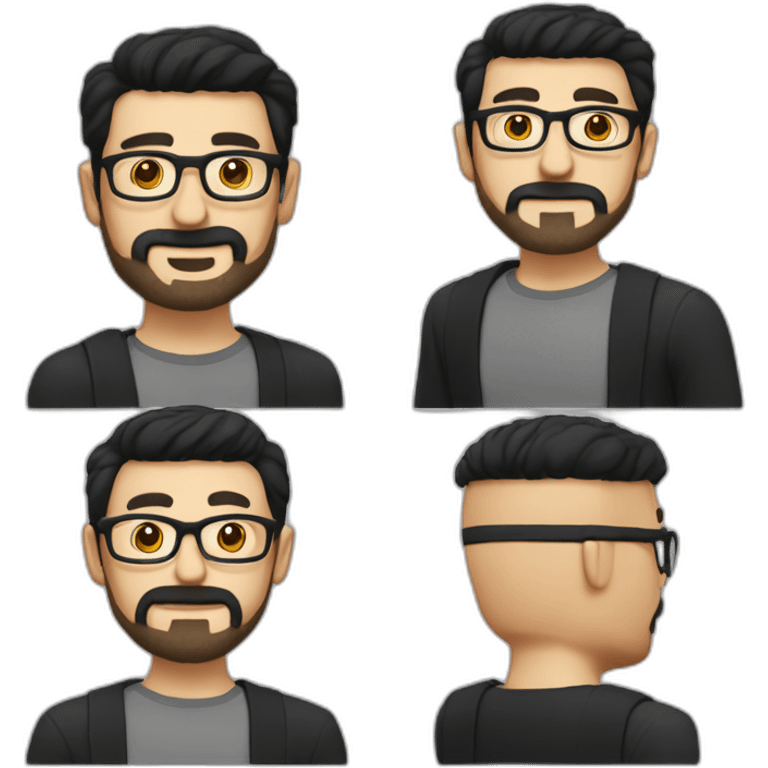 short beard man glasses nerd pixel with black hair and short head hair emoji