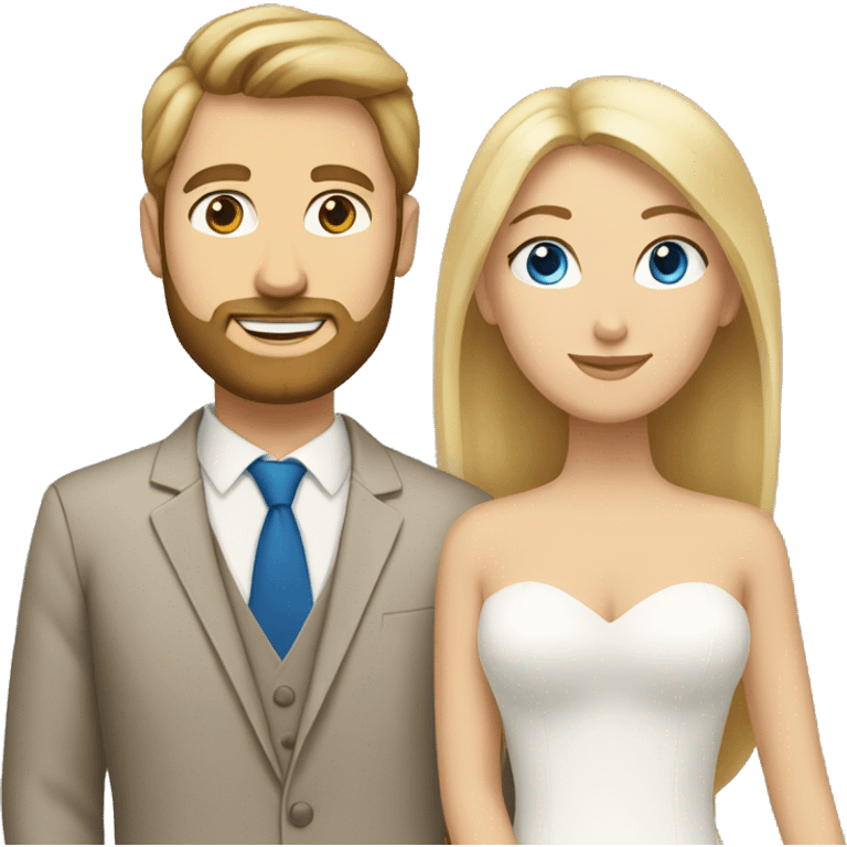 Tan woman with blonde hair and blue eyes marrying a white man with brown hair and beard emoji