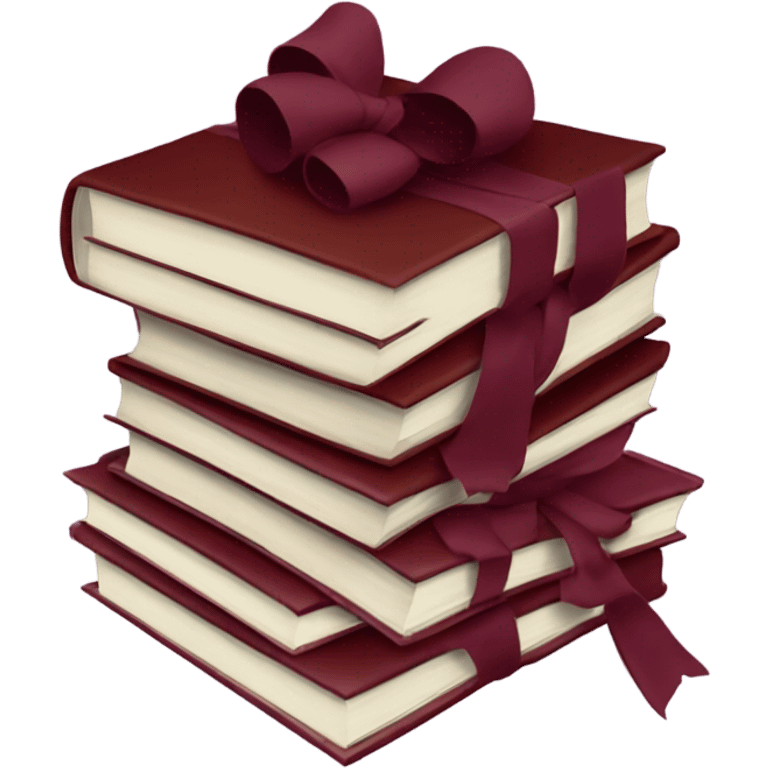 burgundy books stacked up and tied together by a burgundy bow emoji