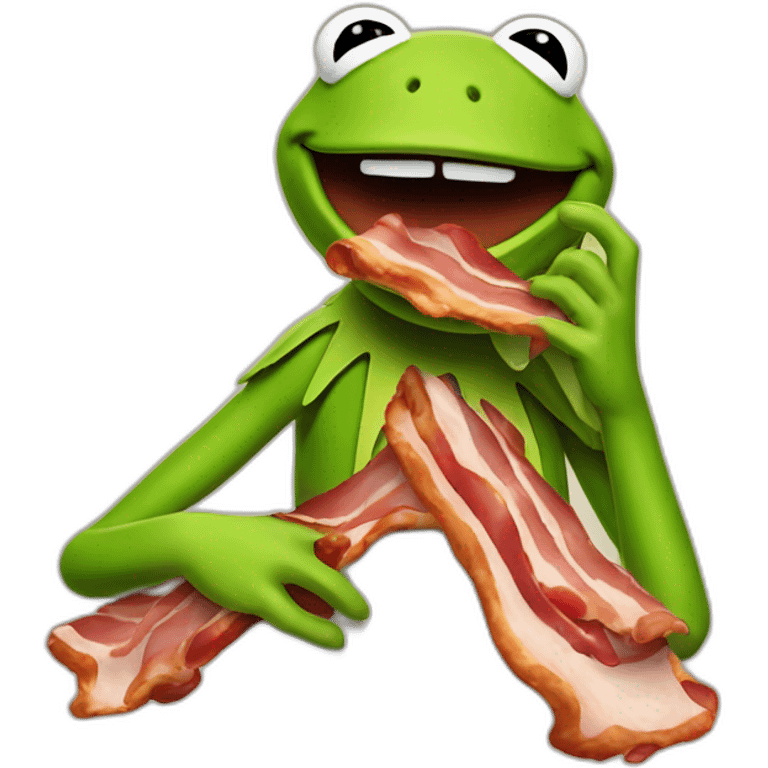 kermit the frog eating bacon emoji