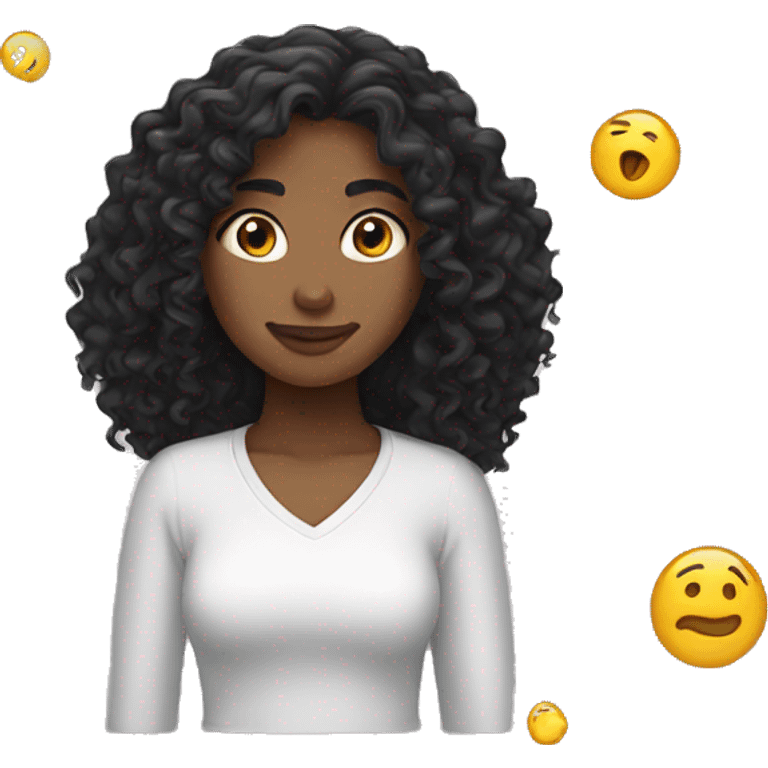 Dark Long Curly hair girl  emoji