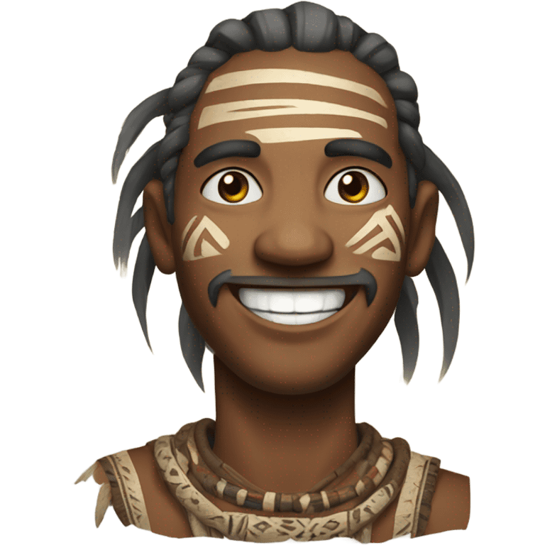 smiling man with tribal paint emoji