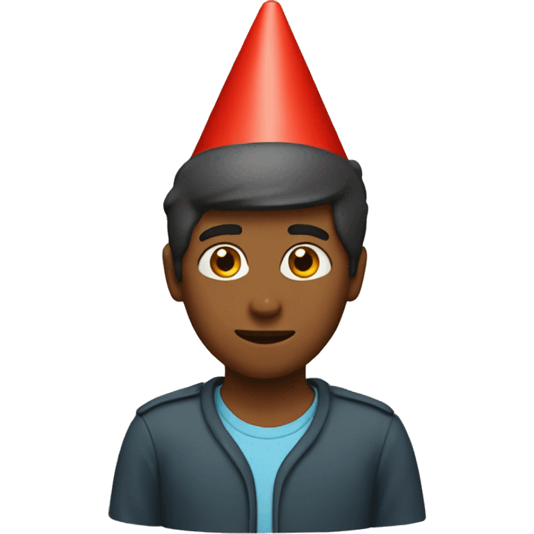 Boy with a red cone on his head emoji